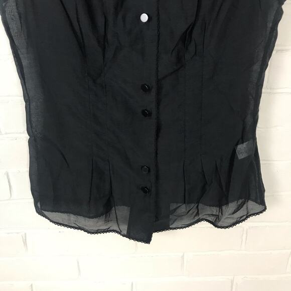 Isaac Mizrahi For Target Y2K Sheer Black Button Down Tank Top Size XS - Picture 3 of 10